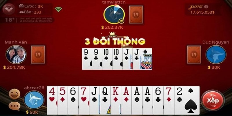 Khi nắm giữ 3 đôi thông, game thủ có thể dùng để chặt heo